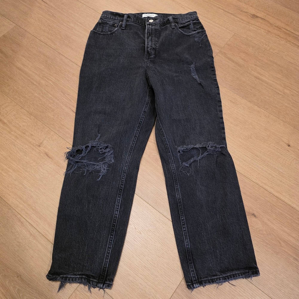 Abercrombie & Fitch Curve Love 90s Straight Ultra High Rise Black Jeans 29 8xs